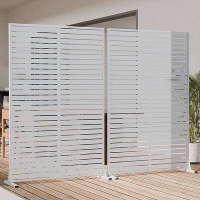 Lirago 2Pcs Outdoor Freestanding Metal Privacy Screen Decorative Partition Panel for Patio Garden Balcony