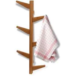Bambus Handtuchhalter - 6 Haken für Küche & Bad - Wandmontage - 100% Natur-Bambus - 66x27,5x6,5cm - Praktisch & zeitlos chic - Ordnung im Zuhause