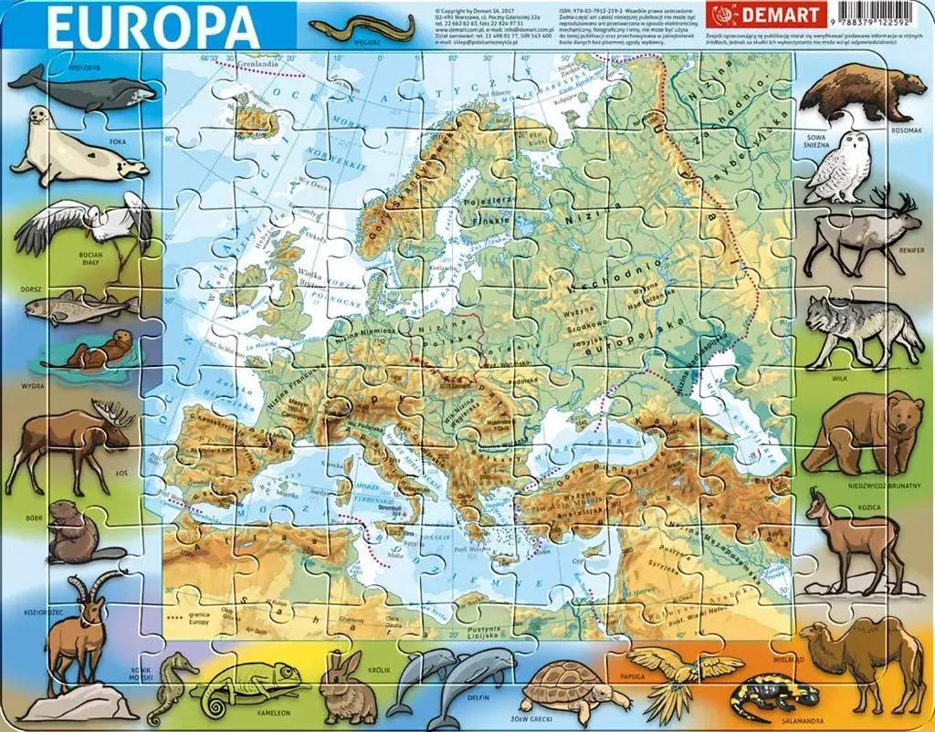 Demart Puzzel met kader – Fysieke kaart van Europa