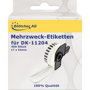 Böttcher-AG Brother-Etiketten für Brother DK-11204, 400 Mehrzweck-Etiketten, (HxB) 17 x 54 mm