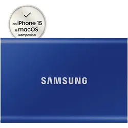 SAMSUNG Portable SSD T7 PC/Mac Festplatte, 2 TB SSD, extern, Indigo blue