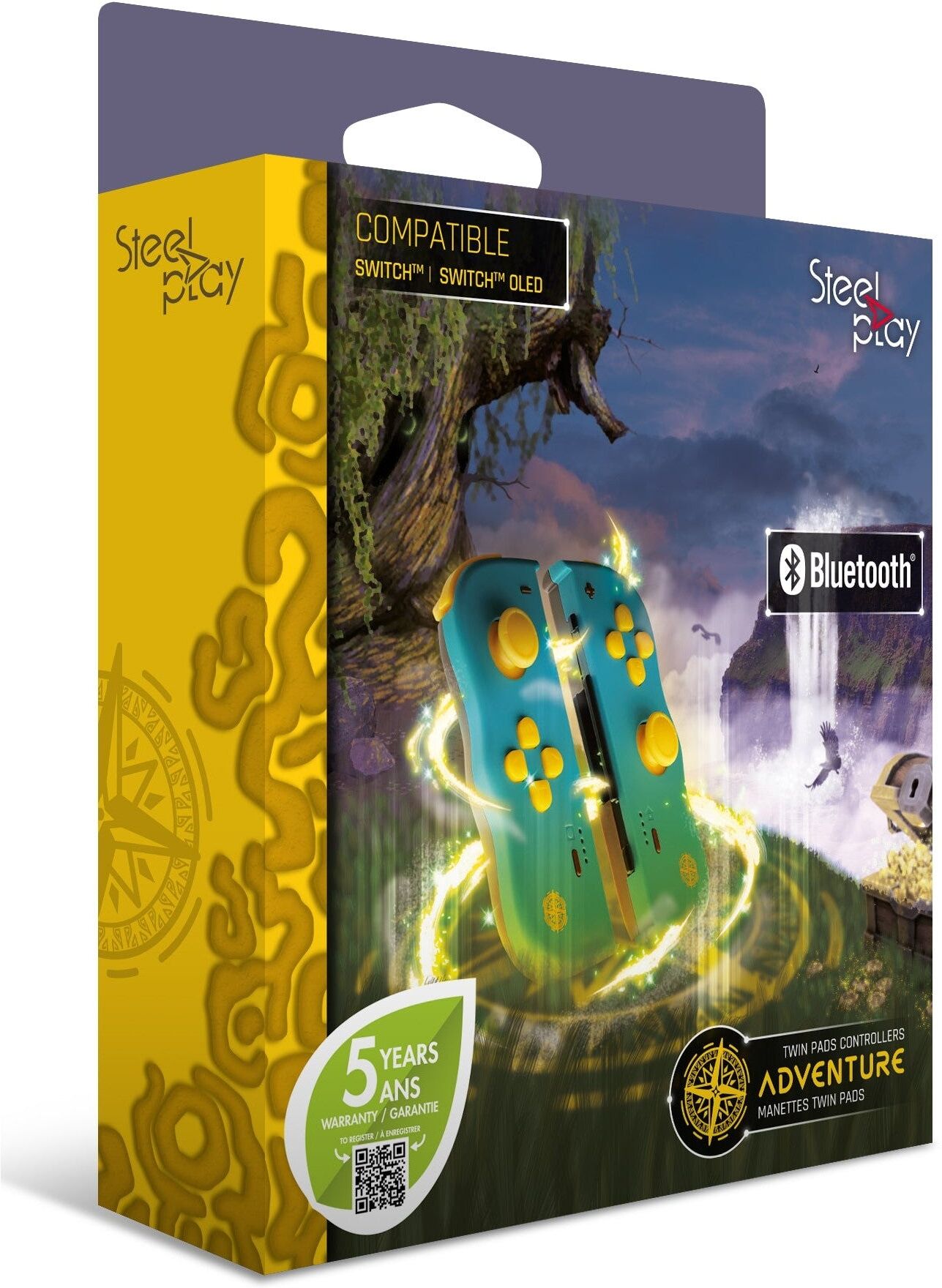 Steelplay Adventure Twin Pads Controllers for Nintendo Switch - Wireless Bluetooth Connectivity - Turquoise and Yellow
