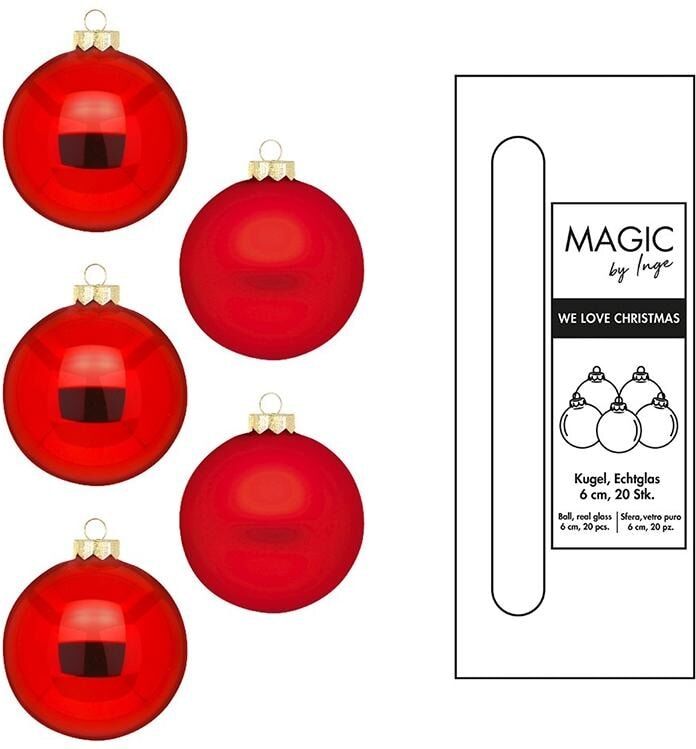 Weihnachtsbaumkugel "DECOR", rot, Ø:6cm, Glas, Weihnachtsbaumkugeln, Weihnachtsbaumkugel rot 6cm