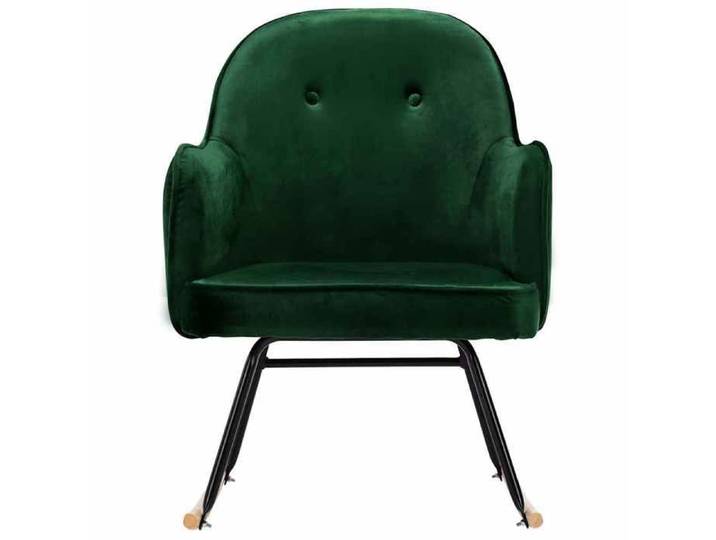 Vert Chaise confortable à bascule LEMON Chaise à bascule Vert foncé Velours Pour maison/bureau_20333