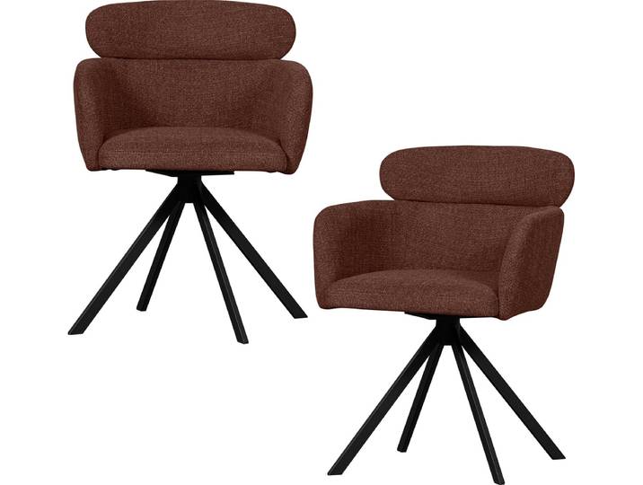 WOOOD Fenne Draaibare Eetkamerstoelen - Polyester - Chestnut-Set van 2