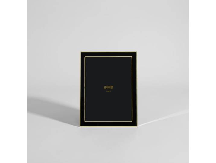 Schwarzer und goldener Stahl-Fotorahmen, Format 16x21 cm