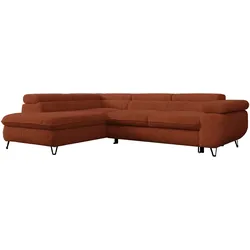 ECKSOFA PEDRO L Orange Plüsch - Links Seite