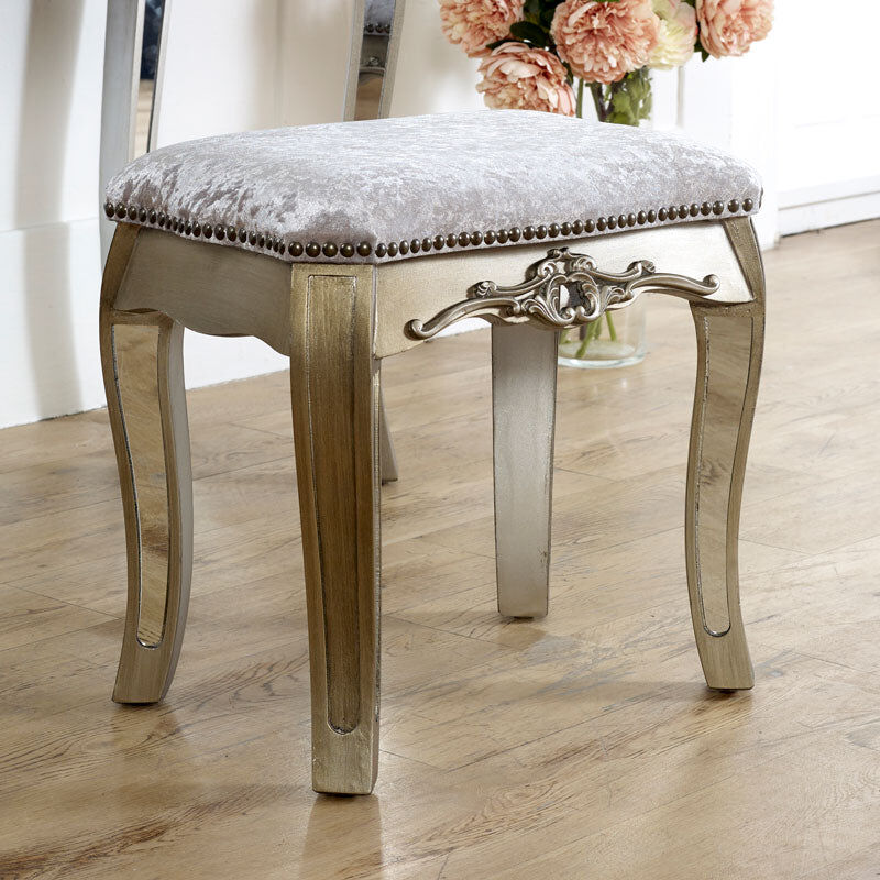 Mirrored Dressing Table and Stool - Tiffany Range Wood, Glass