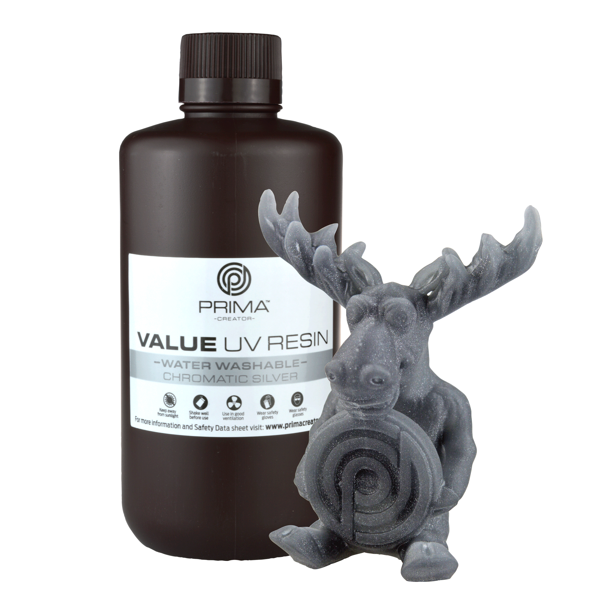 PrimaCreator Value Water Washable UV Resin - 1 kg - Chromatic Silver PV-Resin-B405-1000-CS