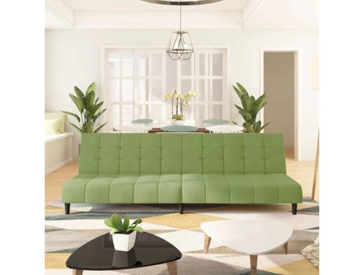 HEFZGDB Schlafsofa 2-Sitzer Hellgrün Samt Bettcouch Gästebett mit Holzrahmen und Samtbezug für Wohnzimmer und Büro als Komfortables Sitzmöbel und platzsparende Schlafgelegenheit