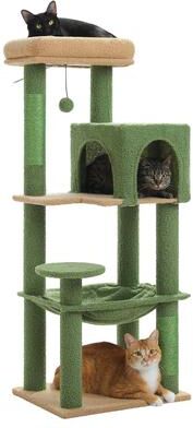 Inspired Finds Multi Level Cat Tree Tower With Hammock, Condo & Scratching Posts green S
