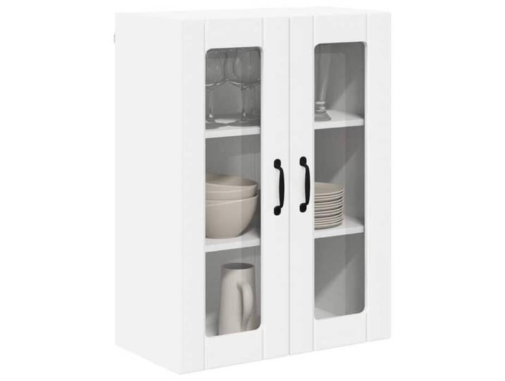 Elegant Vitrine Placard en verre mural LUCCA Blanc 60x31x80cm armoire de cuisine multi rangement 224292