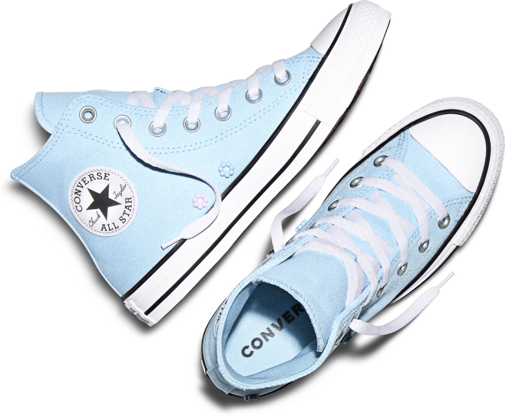 Sneaker CONVERSE "CHUCK TAYLOR ALL STAR STUDDED FLORAL", Damen, Gr. 38, blau (clear skies, fresh cut, new found bloom), Textil, Schuhe Sneaker, für Erwachsene, mit profiliertem Laufsohlenprofil, mit Schnürung