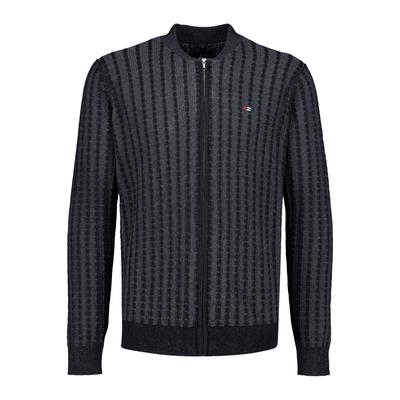 Cardigan BISON "Cardigan Comfort Fit", Herren, Gr. 4XL, grau (schwarz), Obermaterial: 60% Baumwolle, 40% Polyester, unifarben, Strickjacken