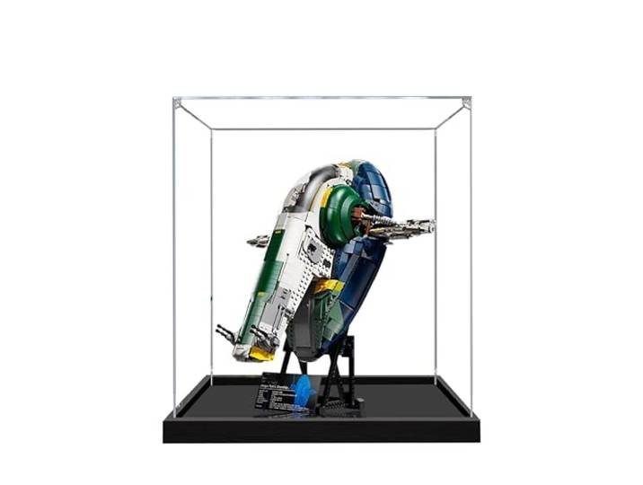 Acryl-Vitrine für Lego 75409 Jango Fett Raumschiff-Modell, 3 mm staubdichte Schaukasten, Vitrine kompatibel mit Lego 75409 (Modell nicht im Lieferumfang enthalten) (transparent, 2 mm)