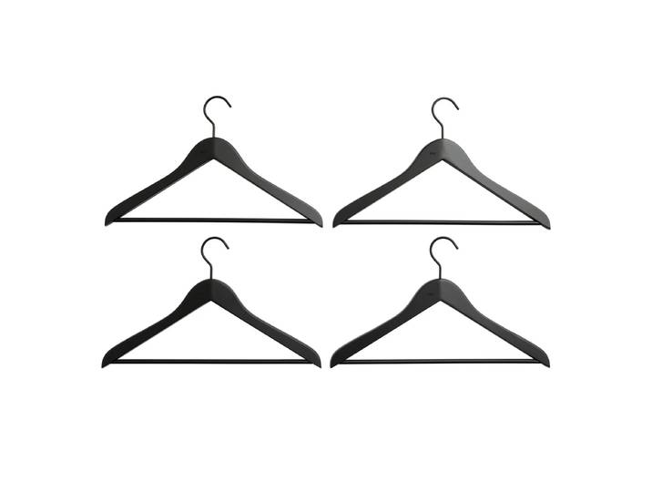 HAY - Smooth Coat Kleiderbügel mit Steg slim, schwarz (4er-Set)