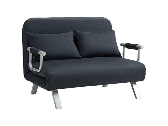 Homcom 2-Sitzer Sofa mit Schlaffunktion, Schlafsofa mit Verstellbarer Rückenlehne, Schwarz, Metall, Füllung: Schaumstoff,Schaumstoff,Schaumstoff, 80x78x111 cm, Babymöbel & Kindermöbel, Kinderzimmer & Jugendzimmer, Schlafsofas