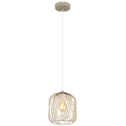 LED Pendelleuchte Hängelampe Esszimmerlampe Wohnzimmer Glas Metall beige H 150cm