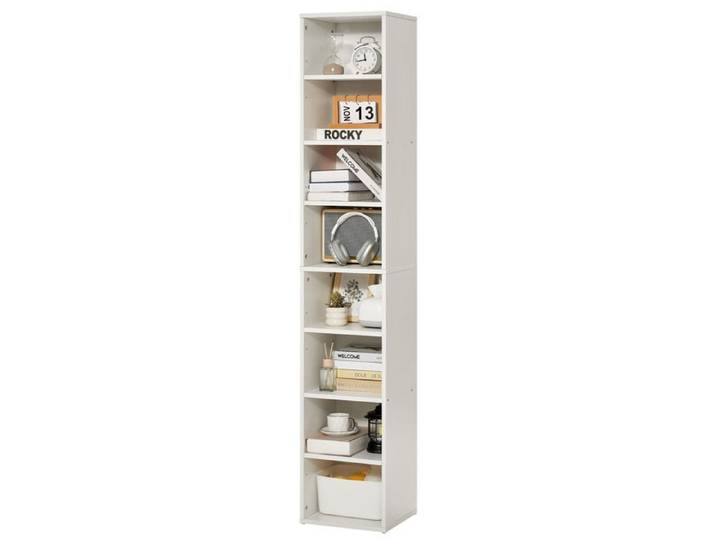 Bibliothèque Étroite - DUOKU - 8 Niveaux - Bois - 71 po - Étagère Réglable en Hauteur