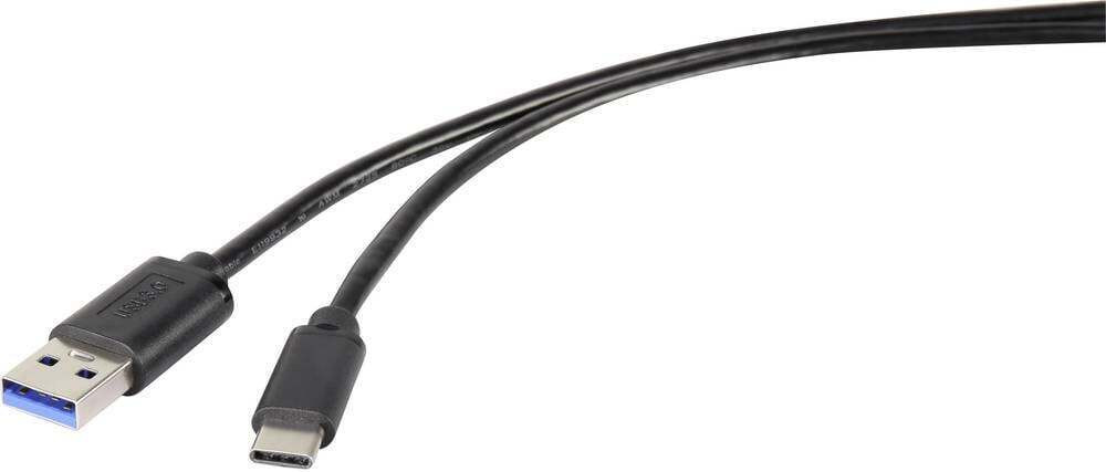 Renkforce USB-kabel USB 3.2 Gen1 met USB-A en USB-C stekker, 3 meter, zwart, RF-4535908