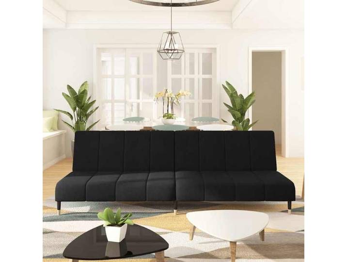 SOFA convertible - Canapé de Séjour - 1/2 places - 2 places noir velours - Sofa lit 0_723878