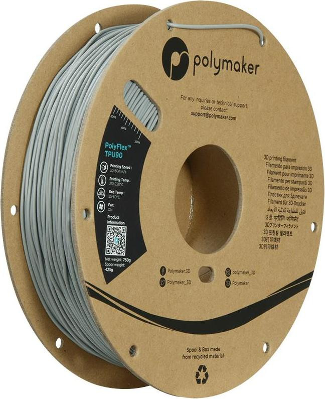 Polymaker PolyFlex TPU-90A filament 1,75 mm Grijs 750 g
