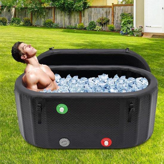 Famanu Aufblasbares Eisbad für Erwachsene mit Deckel und Pumpe - Tragbare Freistehende Badewanne