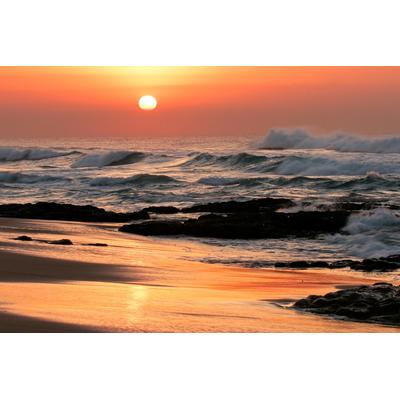 Fototapete PAPERMOON "Seelandschaft bei Sonnenaufgang", bunt, B:4,5m L:2,8m, Vlies, Tapeten