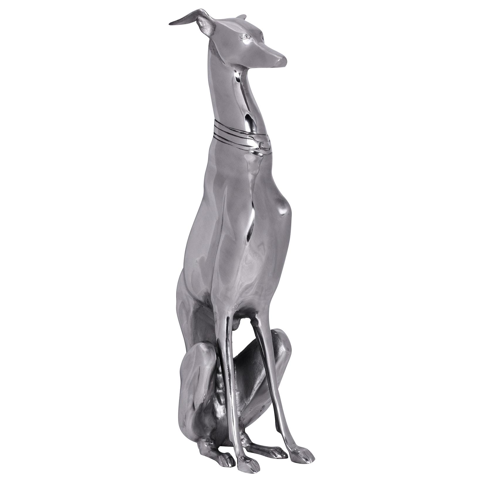 KADIMA DESIGN Handgefertigte Aluminium Skulptur eines Windhundes, 18x70 cm, detaillierte Formgebung, robust und langlebig für stilvolle Dekoration
