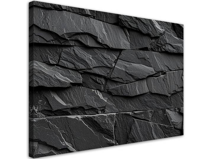 Feeby Leinwandbild Schwarzer Stein Schieferstruktur 90x60cm, Grau, Abstrakt, Rechteckig, 90x60 cm, Bilder & Rahmen, Bilder, Leinwandbilder