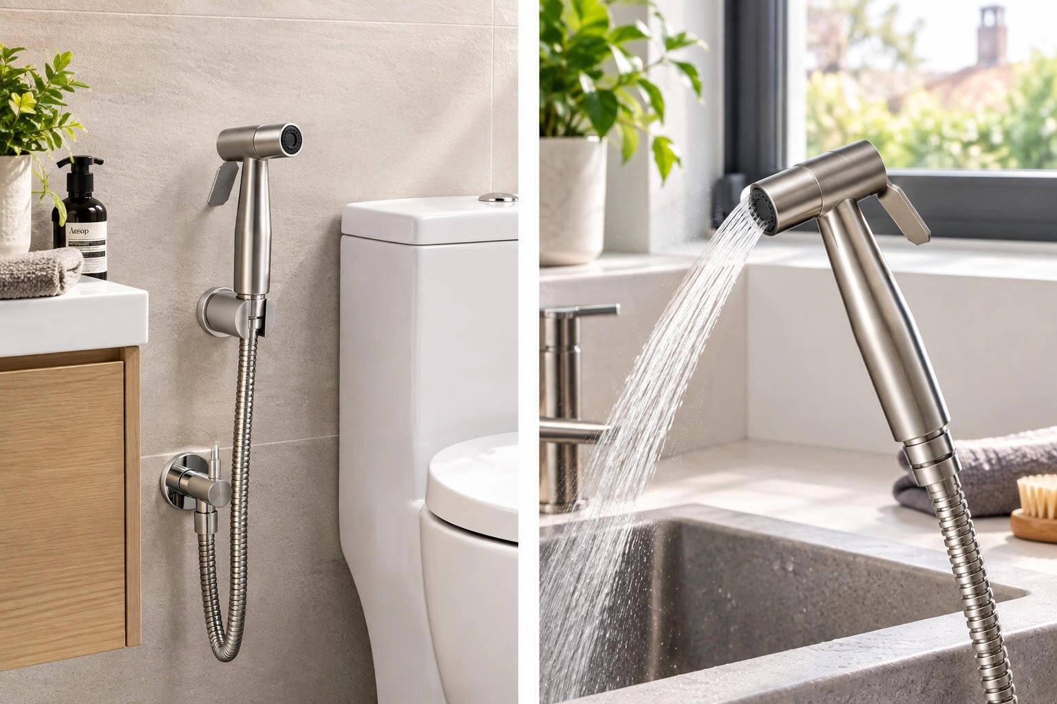 INF Gebürstete Edelstahloptik Sprüher (90g) - ABS Hand-Bidet-Sprüher, silberne Toilettendüse