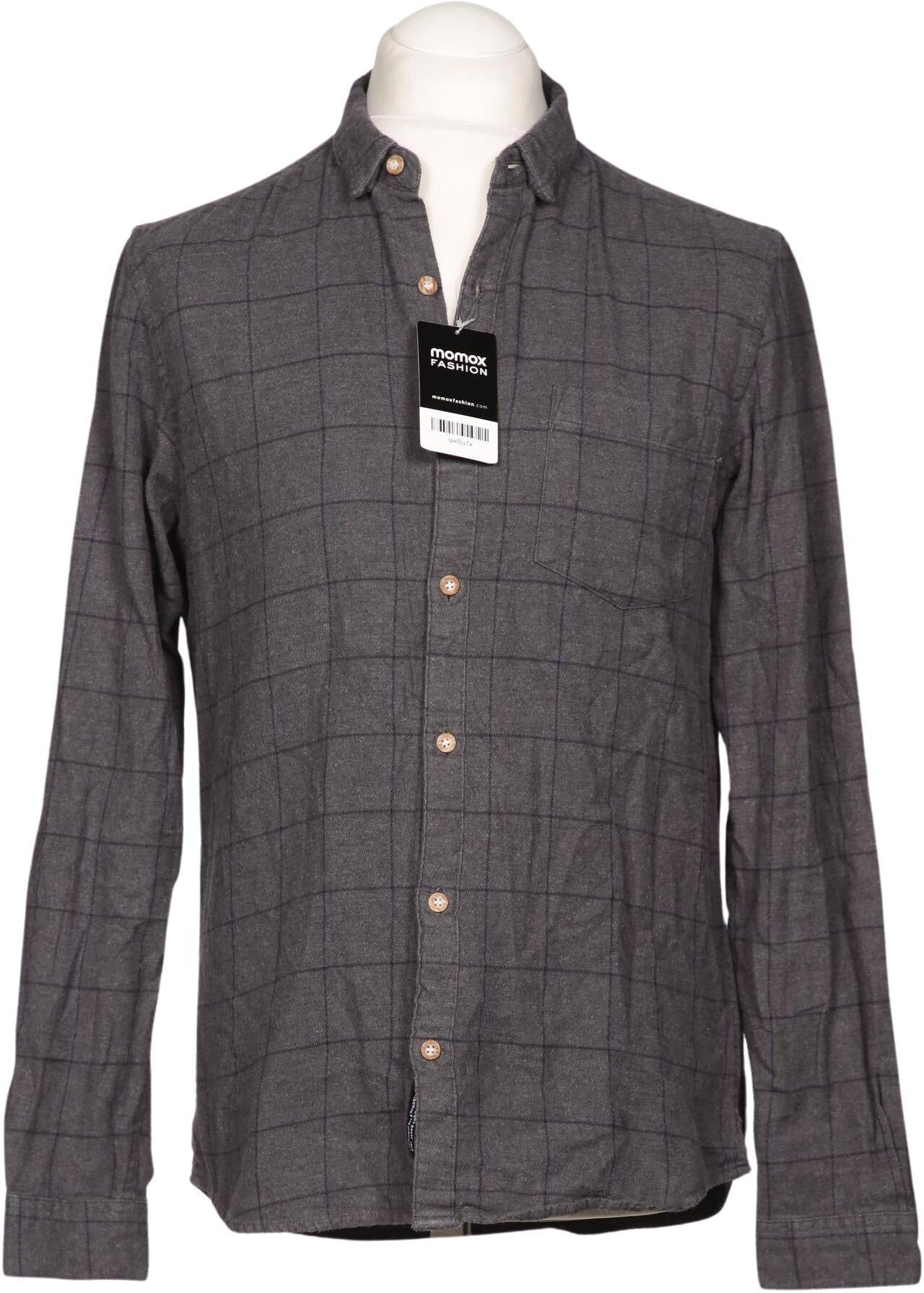 Pull & Bear Herren Hemd, Grau, Gr. 38, Baumwolle - Second Hand