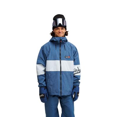 Snowboardjacke QUIKSILVER "Young Guns High In The Hood 10K", Herren, Gr. M, blau (schwarz denim), Obermaterial: 93% Nylon, 7% Polyester., Jacken Snowboardjacke