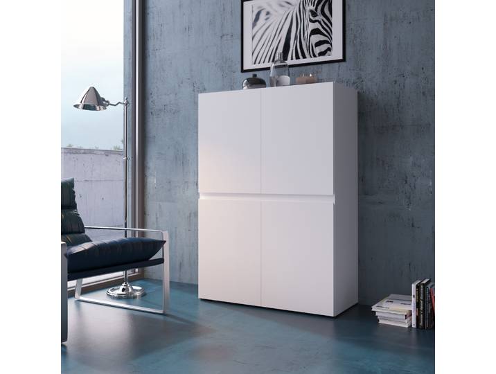Highboard HOME AFFAIRE Rimini , weiß (alpinweiß), B:89,9cm H:129,4cm T:40cm, Holzwerkstoff, Sideboards, Highboard, Höhe 129 cm