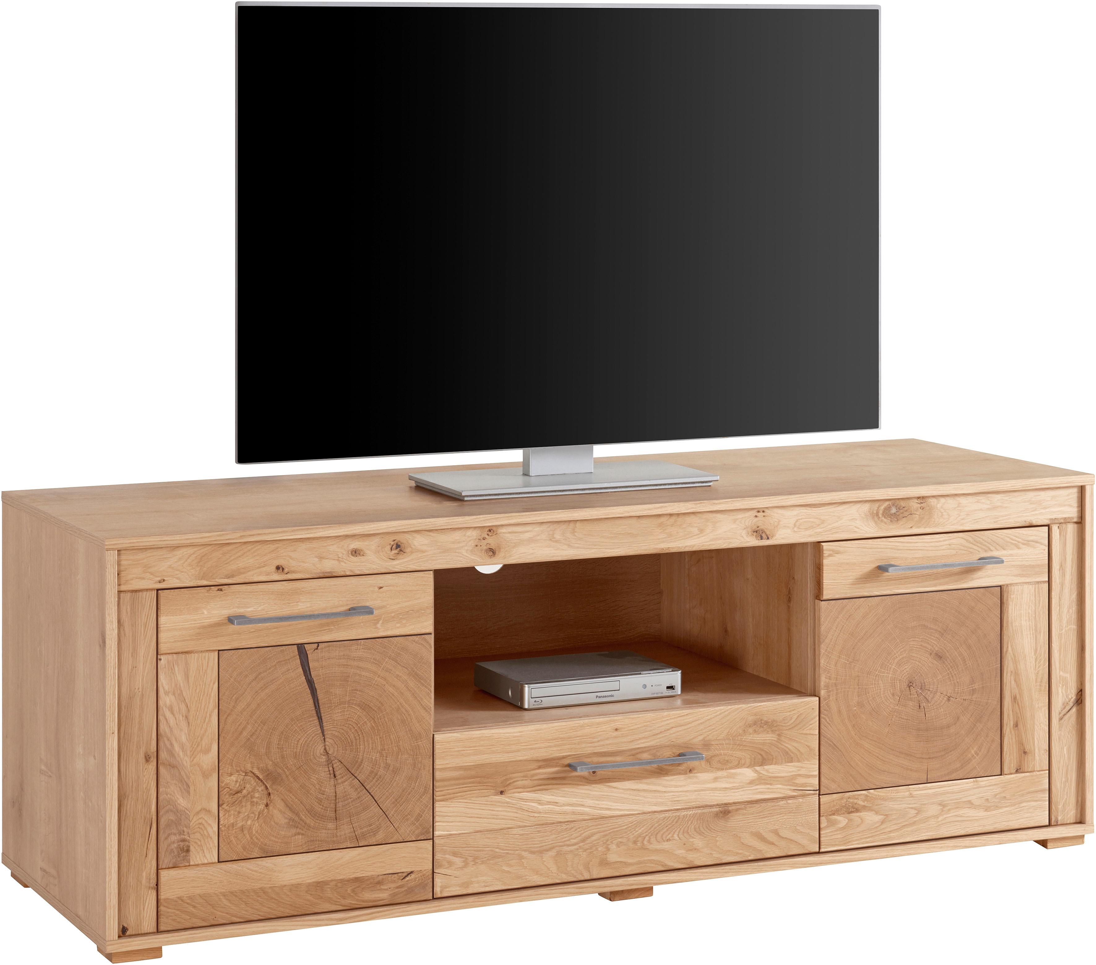 Lowboard VOGL MÖBELFABRIK, braun (eichefarben chalet, wildeiche massiv), B:150cm H:55cm T:50cm, Sideboards, Lowboard, Breite 150 cm, Teilmassivholz, Made in Germany eichefarben chalet, wildeiche massiv B/H/T: 150cm x 55cm x 50cm