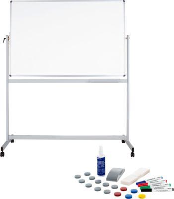 Mobiles Whiteboard Maul MAULstandard, 1200 x 1800 mm, 2-seitig, drehbar + Whiteboard Zubehörset, 31-teilg