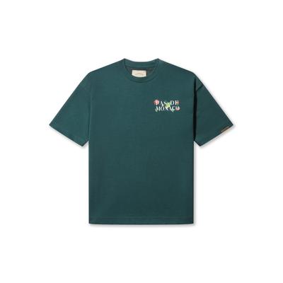 T-Shirt PAS DE MONACO "Pas De Monaco FLORALE T-SHIRT", Herren, Gr. S, grün (forest), 70% Polyester, 30% Baumwolle, bedruckt, relaxed fit, Rundhals, Shirts T-Shirt