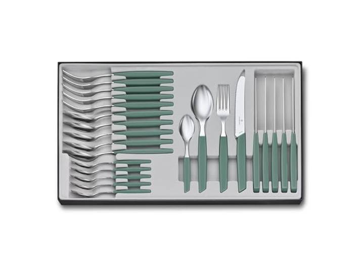 Victorinox Modern Besteckset, 24-teilig, Extra Scharfe Klinge, Spülmaschinenfest, Sage