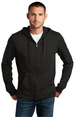 District DT1100 Jersey Full-Zip Hoodie in Black size 3XL   Cotton/Polyester Blend