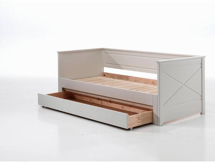 58 aufm Kessel Bettgestell Ausziehbett Katie 209x100x80 Funktionsbett Gästebett Massivholz+MDF (inkl. Versand, Lieferung bis Verwendungsstelle), Liegefläche 90 x 200, ausziehbar auf 180 x 200, Bettschublade