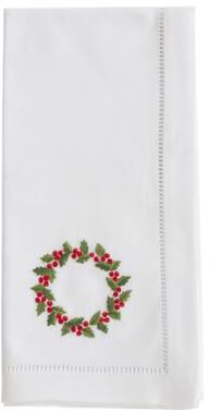 Saro Lifestyle Cotton Napkins With Embroidered Wreath Design (Set of 6)