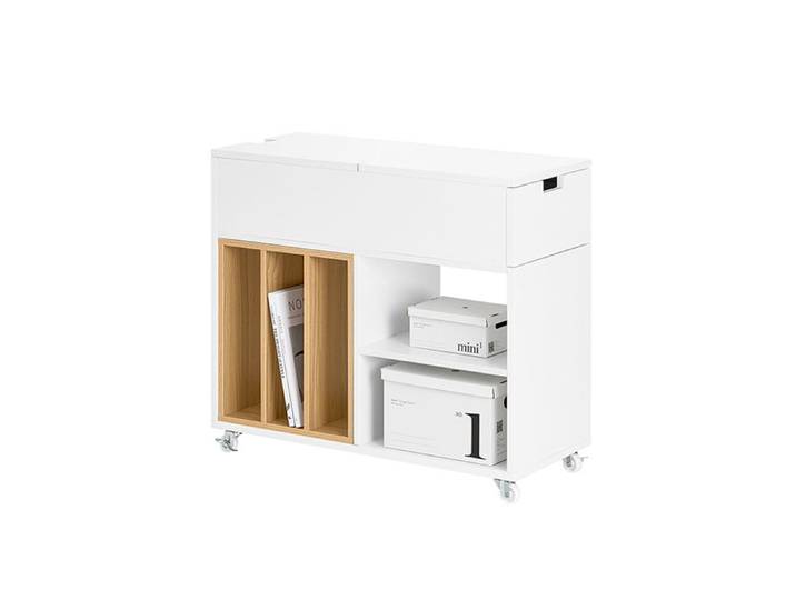 Table d'appoint en Bois FBT134-W SoBuy - avec Porte- revues et Tiroir - Blanc - L70xP30xH61cm