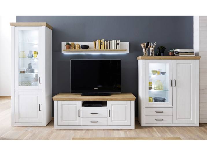 Wohnwand Anbauwand I Brixen , Landhaus modern , Pinie Aurelio / Grandson Oak , 4-teilig , LED Beleuchtung 7