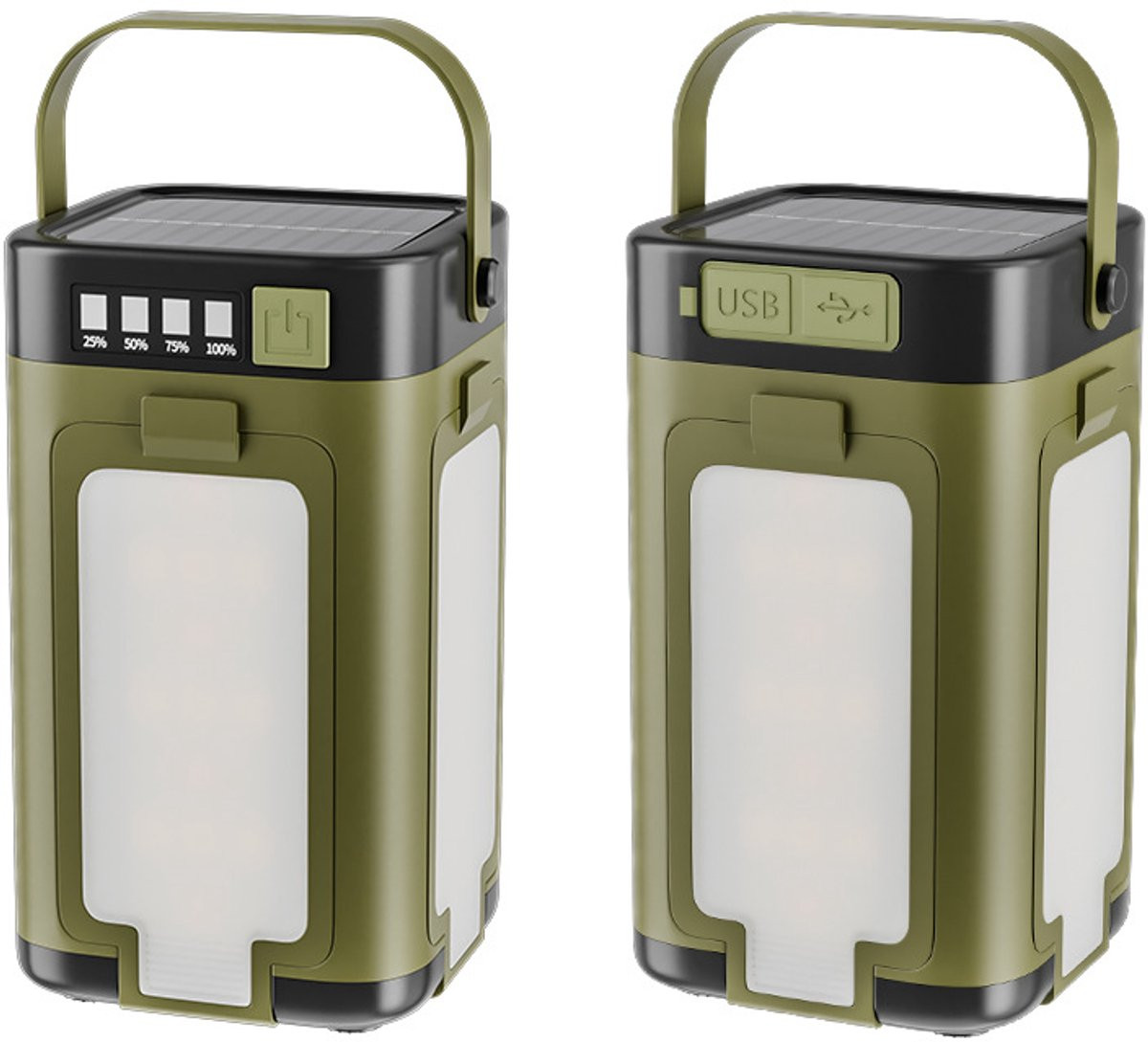 NatuurGenoot® IPX4 waterdichte LED lantaarn voor buiten - Oplaadbare solar en USB campinglamp en tuinverlichting