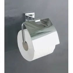 Bravat Quaruna WC-Papierhalter 753910 mit Deckel, chrom, zum Kleben oder Schrauben