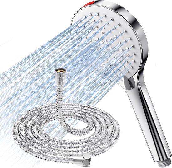 SREWOHS Douchekop met slang - Regendouche handdouche met 5 instelbare straalsoorten - Chroom - 160 cm slang