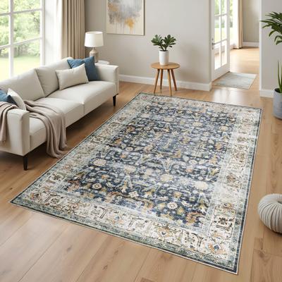 Vista Home Clarissa Washable Bordered Oriental Indoor Area Rug Mat