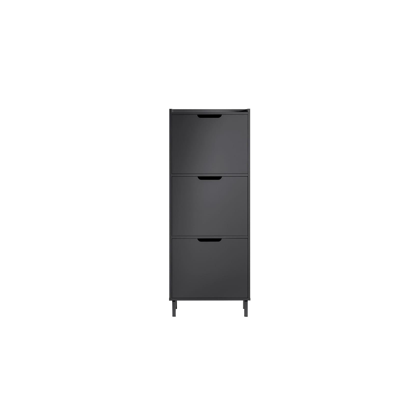 SoBuy Schuhschrank mit 4 Türen Schwarz Modern