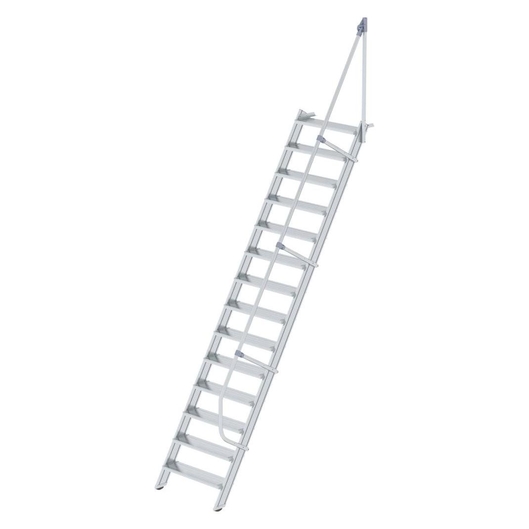 Munk Treppe 60° Stufenbreite 800 mm 14 Stufen Aluminium geriffelt (Gerüst) (228733)