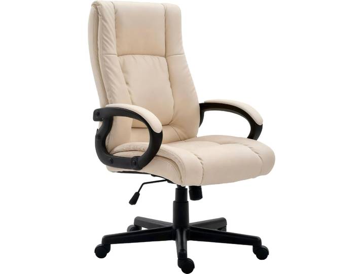 CLP Bürostuhl ergonomisch mit Rollen und Höhenverstellung, Chefsessel höhenverstellbar und Wippfunktion, rückenschonend, Drehstuhl Sparta, Farbe: creme